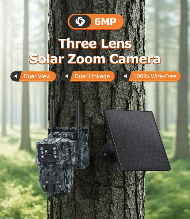 Mini Cámara Solar 4G Camuflaje Doble Lente 3MP