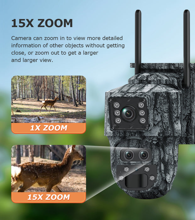 Mini Cámara Solar 4G Camuflaje Doble Lente 3MP