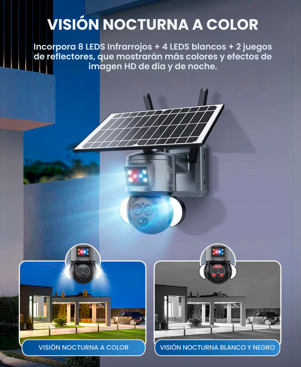 Cámara Solar 4G 3MP 12x Zoom Optico con Sirena y Alarma