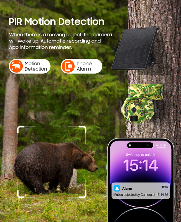 Cámara Solar 4G Camuflaje verde 3MP Visión nocturna