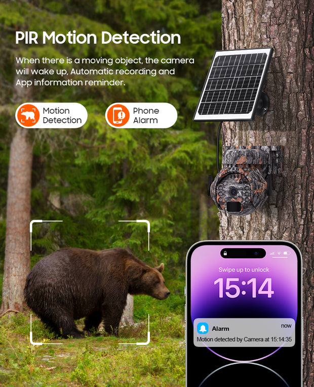 Mini Cámara Solar 4G 3MP CAMUFLAJE Autoseguimiento Alarma