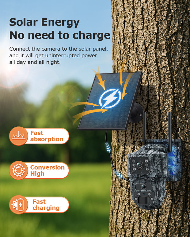 Mini Cámara Solar 4G Camuflaje Doble Lente 3MP