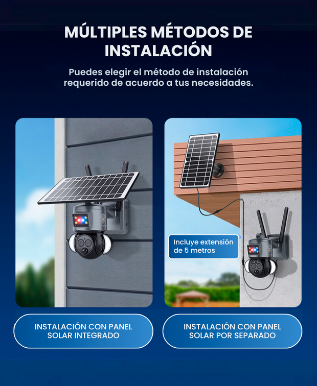 Cámara Solar 4G 3MP 12x Zoom Optico con Sirena y Alarma