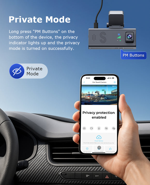 Cámara 4G para Auto 24/7 GPS Doble Lente 3MP