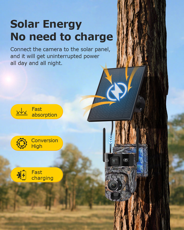 Cámara Solar 4G Doble Lente con 20X Zoom Óptico Camuflaje