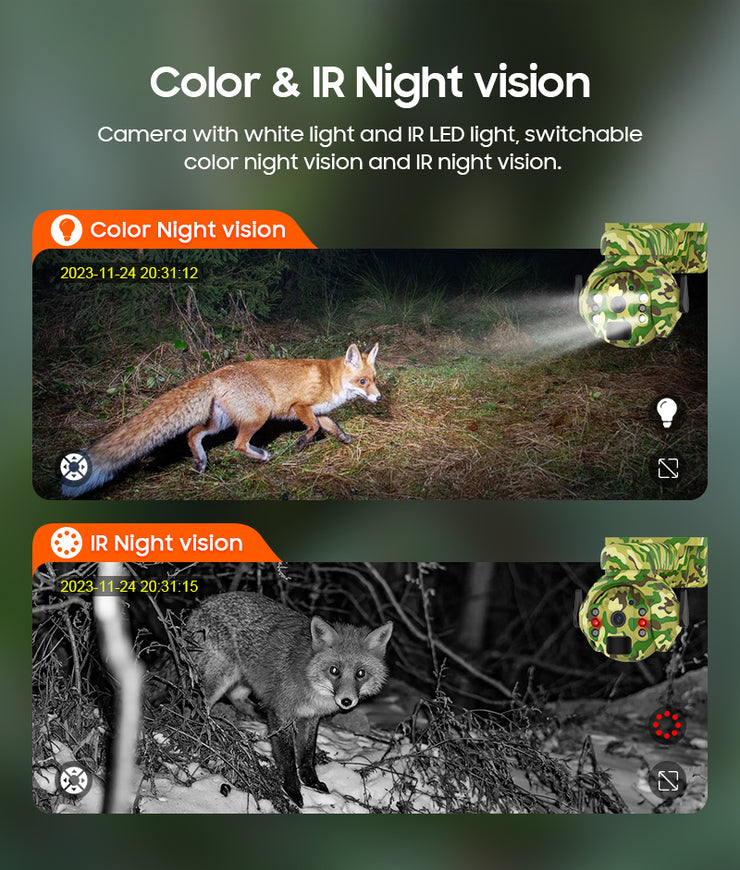 Cámara Solar 4G Camuflaje verde 3MP Visión nocturna