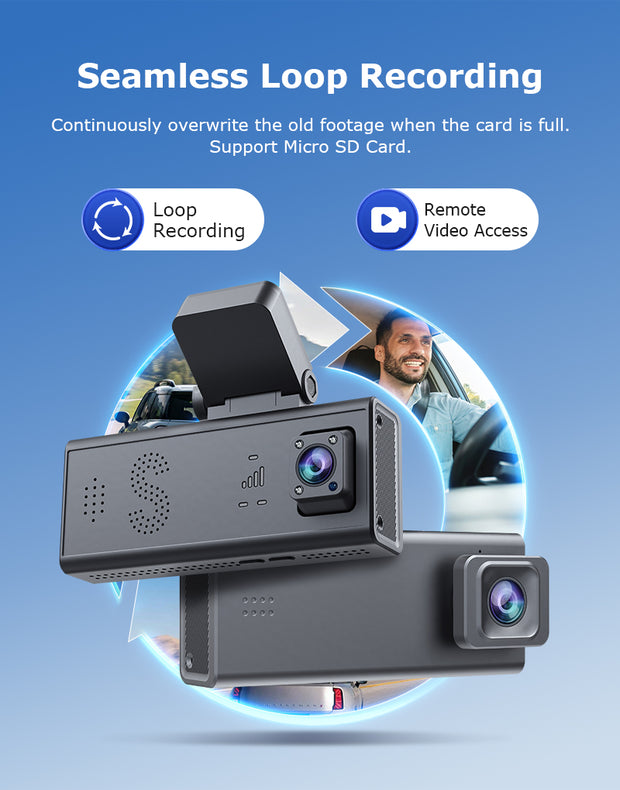 Cámara 4G para Auto 24/7 GPS Doble Lente 3MP