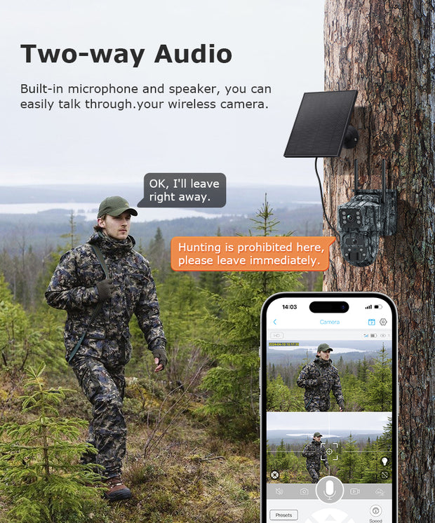 Mini Cámara Solar 4G Camuflaje Doble Lente 3MP