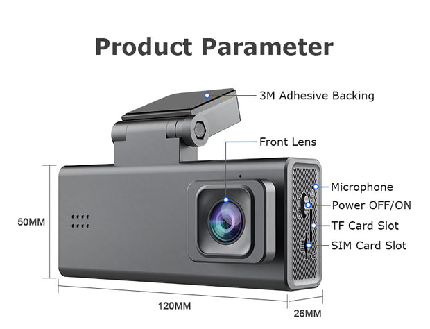 Cámara 4G para Auto 24/7 GPS Doble Lente 3MP
