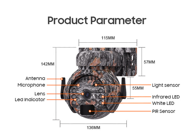 Mini Cámara Solar 4G 3MP CAMUFLAJE Autoseguimiento Alarma
