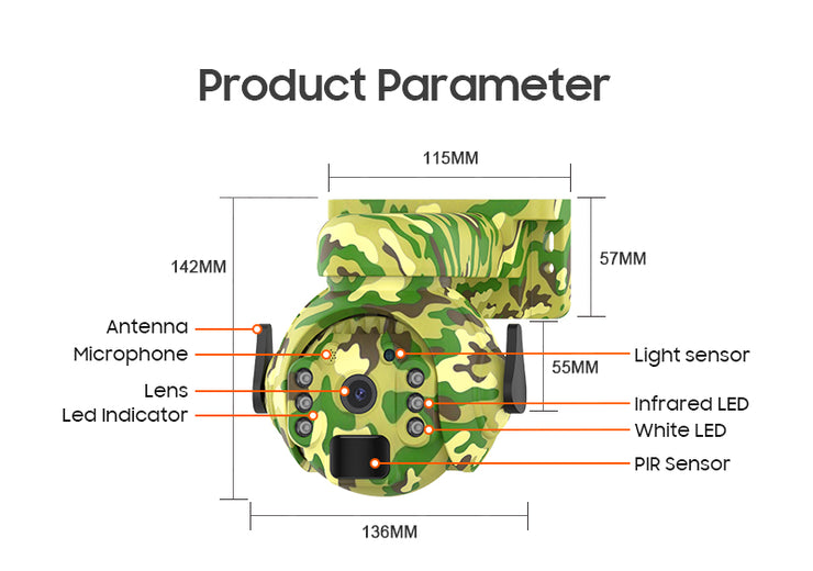 Cámara Solar 4G Camuflaje verde 3MP Visión nocturna