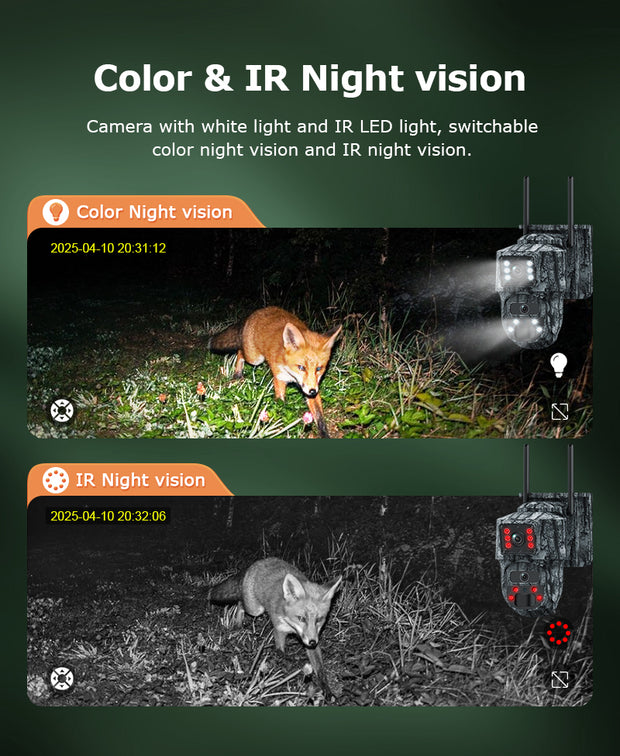 Mini Cámara Solar 4G Camuflaje Doble Lente 3MP