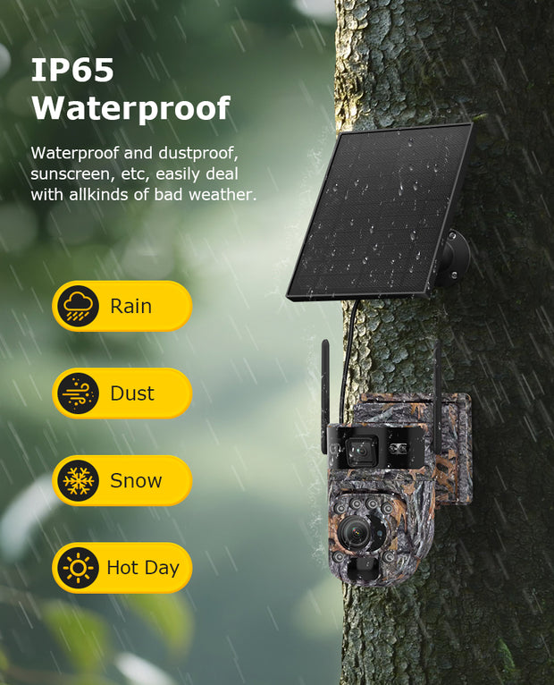Cámara Solar 4G Doble Lente con 20X Zoom Óptico Camuflaje