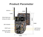 Cámara Solar 4G Doble Lente con 20X Zoom Óptico Camuflaje