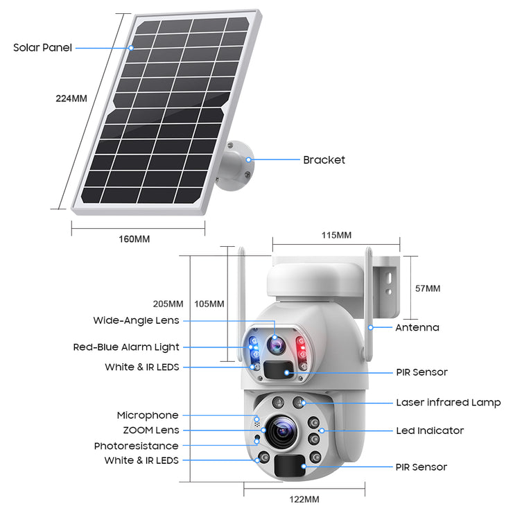 Cámara Solar 4G 20x de Zoom Optico Doble Lente 3MP