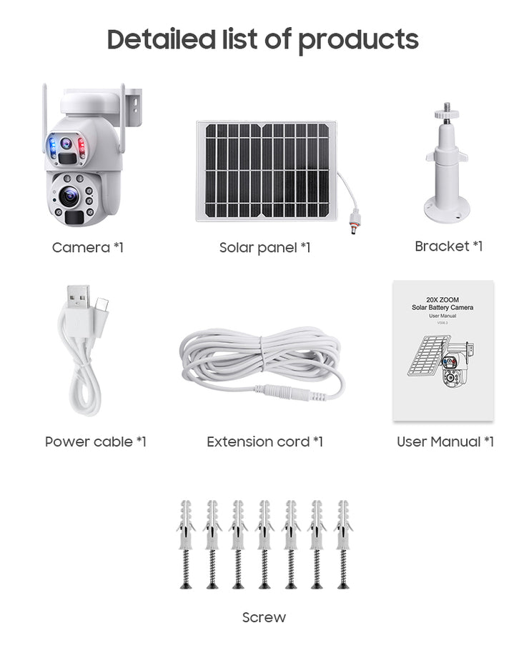 Cámara Solar 4G 20x de Zoom Optico Doble Lente 3MP