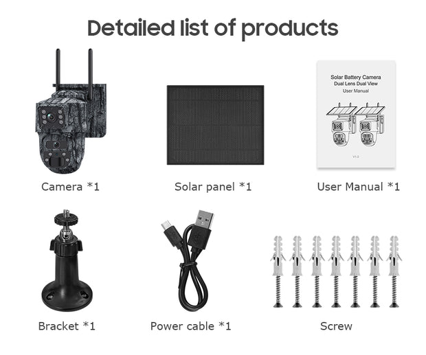 Mini Cámara Solar 4G Camuflaje Doble Lente 3MP