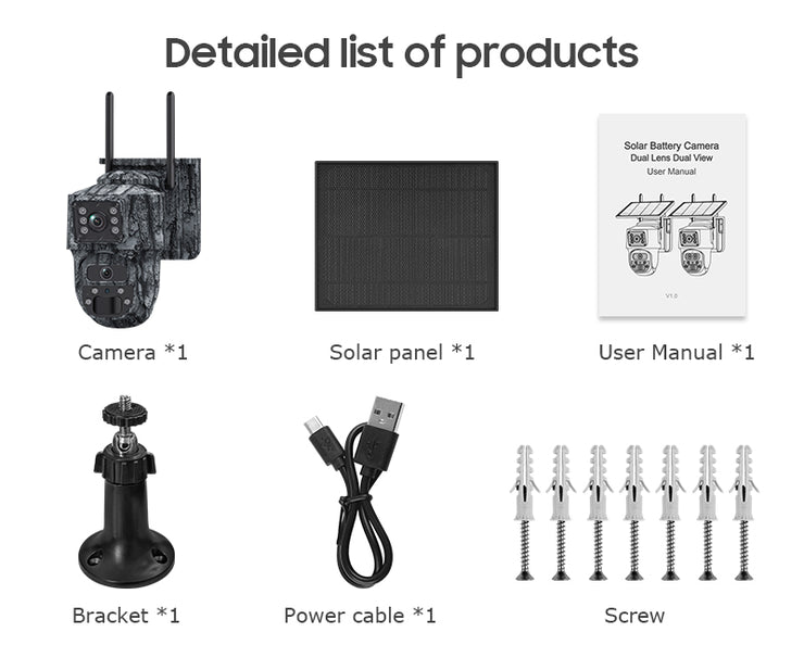 Mini Cámara Solar 4G Camuflaje Doble Lente 3MP