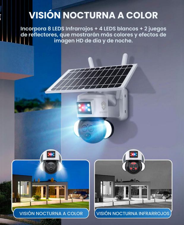 Cámara Solar 4G 3MP 12x Zoom Optico con Sirena y Alarma