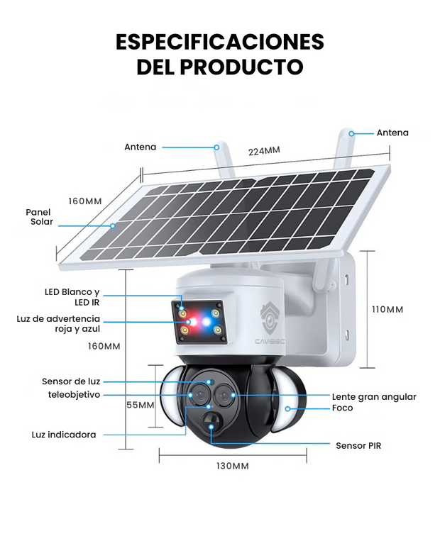 Cámara Solar 4G 3MP 12x Zoom Optico con Sirena y Alarma