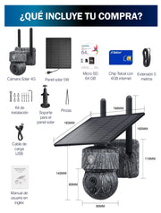 Cámara Solar 4G 3MP Camuflaje + Chip Telcel + Micro SD 64 gb