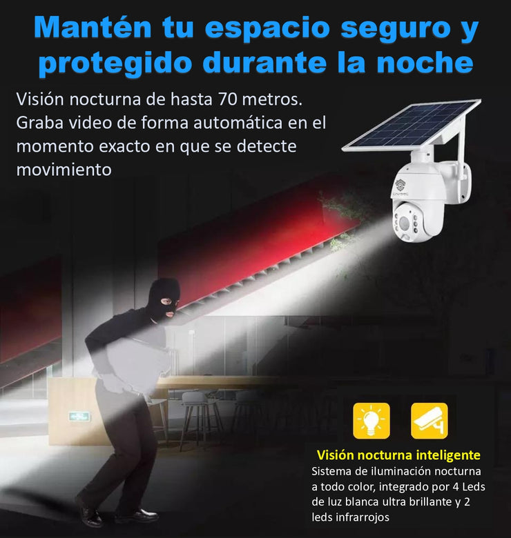 Cámara Video Vigilancia Solar Red 4g Celular Sim Secucore Is60zwg Color  Blanco